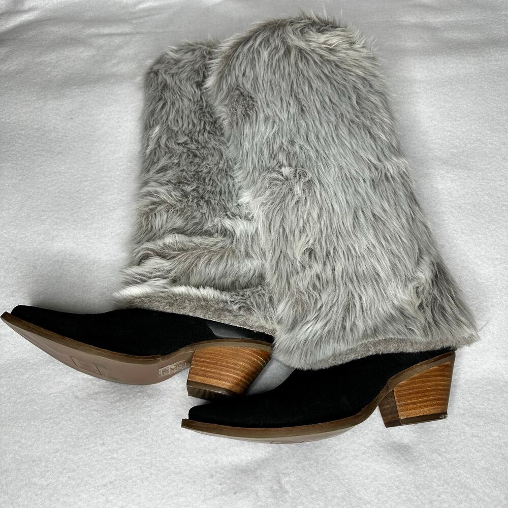 Dingo Snuggles Faux Fur Snip Toe Western Cowboy Boots Tall Womens Sz 6 NEW